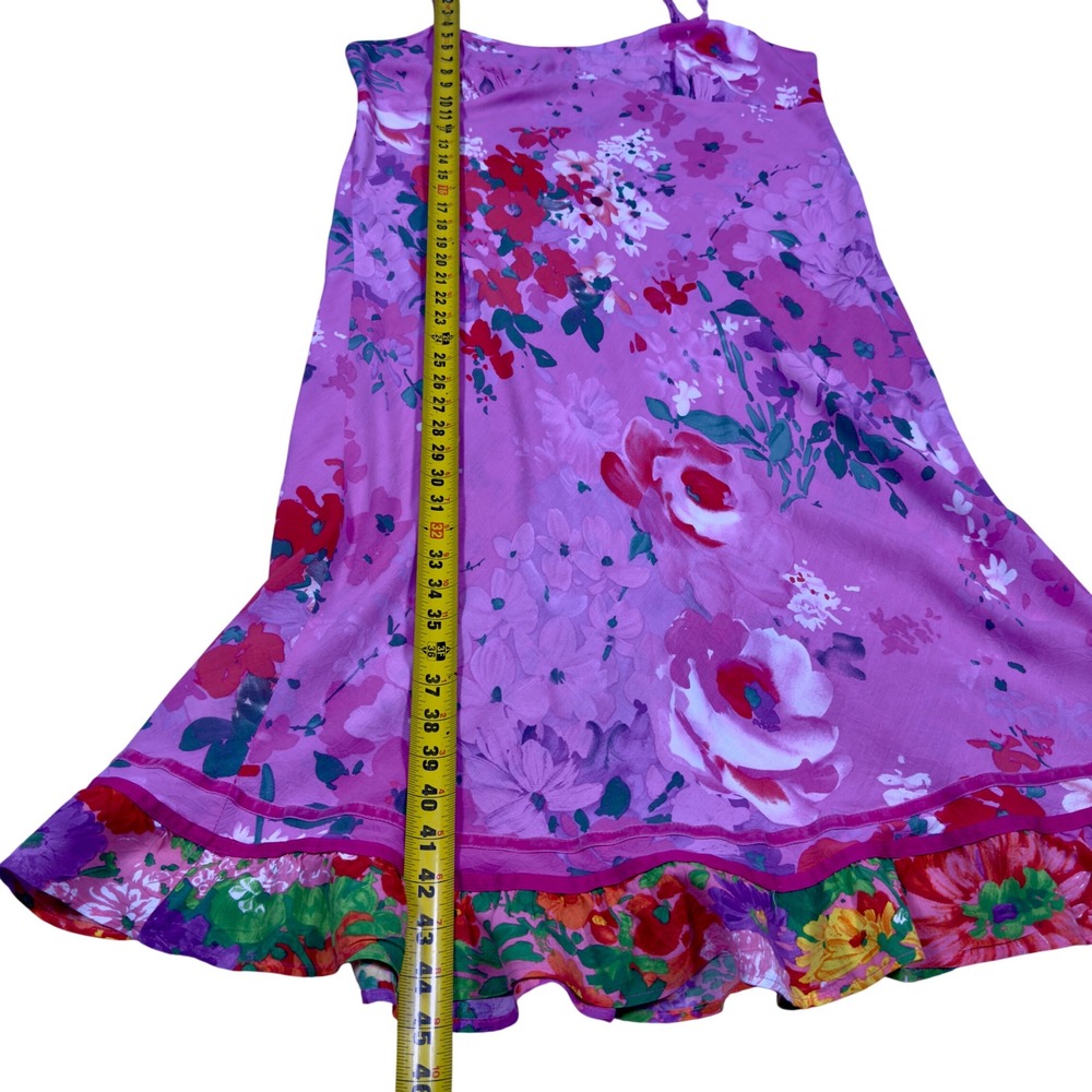 Vtg Jams World XL Floralee Pink Floral Midi Dress Hawaiian Resort Boho Ruffle - Picture 8 of 11